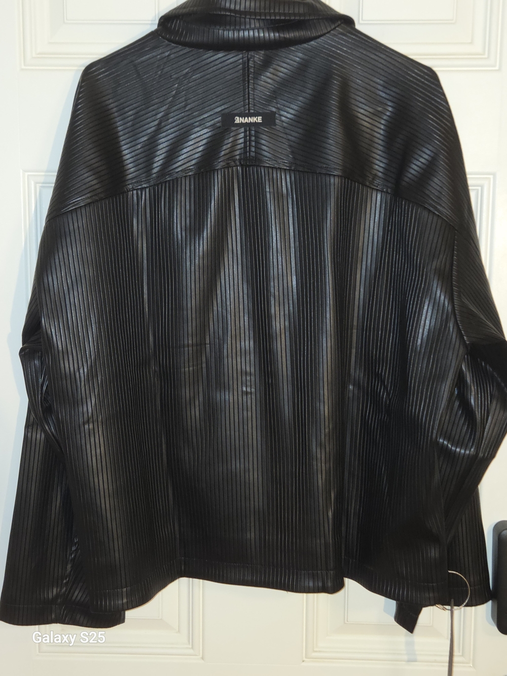 Men's Black Ribbed Zip-Front Performance Jacket Leather - Picture 2 of 3